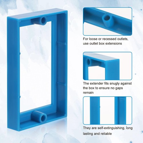 NQEUEPN 6pcs 1/2"" Single Gang Receptacle Outlet Box Extenders, Electric Outlet Extender Box with 12 Screws Receptacle Extender for Electric Box and Electric Outlet Switches (Blue), M