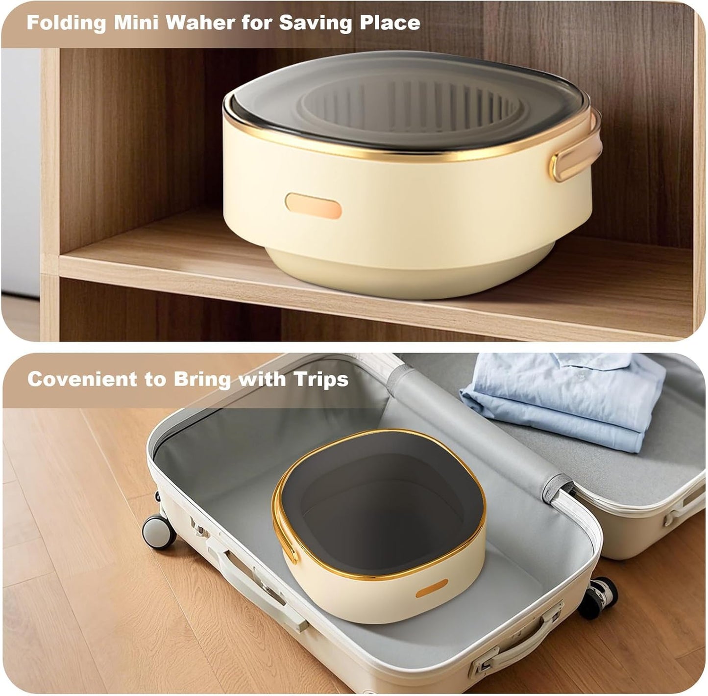 Mini Portable Washing Machine and Dryer, Mini Washer 13L, Portable Washing Machine, Fully Automatic 3 Cleaning Modes Collapsible Camping Washer for Dorm Travel