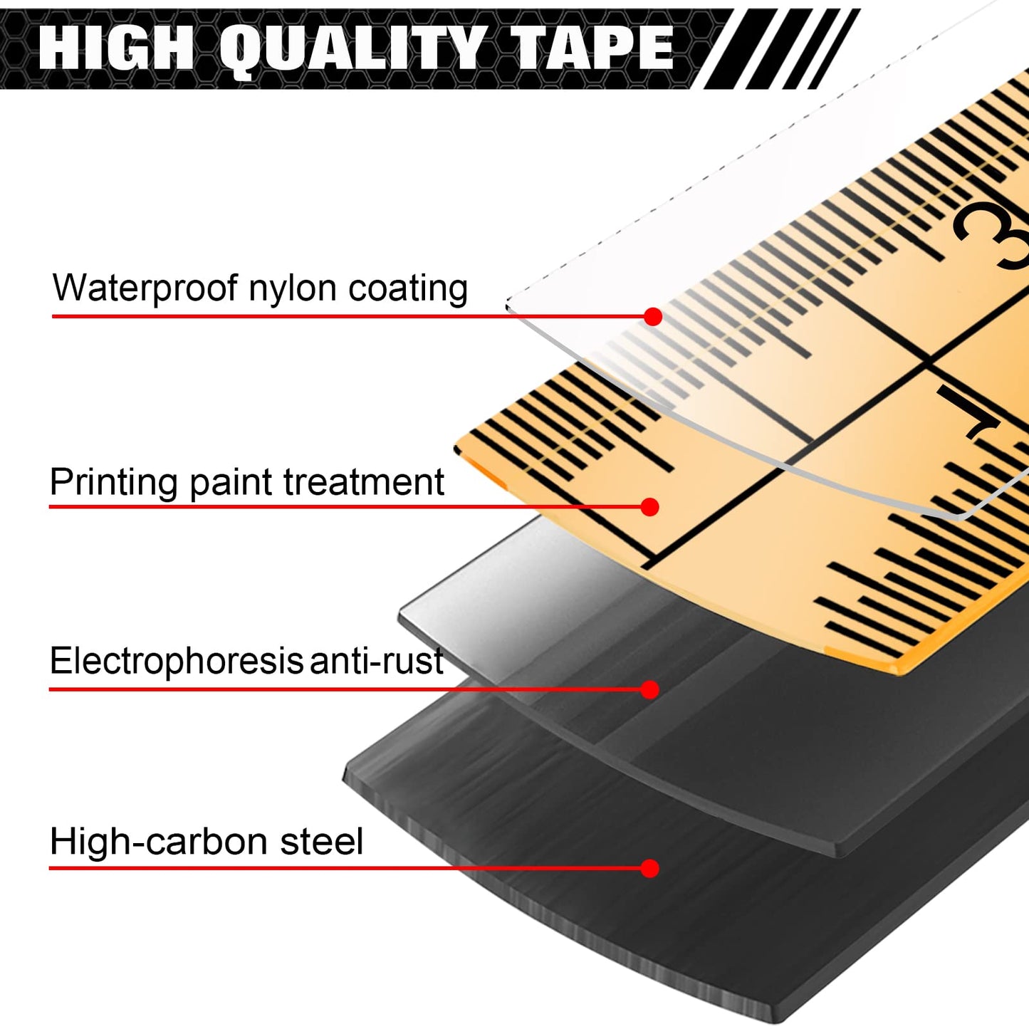 WISEUP Industrial Magnetic Tape Measure with Fractions 1/8 and Metric,Easy to Read,Measuring Tape with Belt Clip for Surveyors,Engineers,Household,Carpentry,Construction (1, 16 FT) (25 FT)