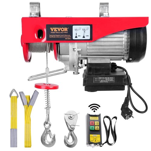VEVOR 1320lbs Wireless Electric Hoist, 1150W 110V Electric Steel Wire Winch with Wireless Remote Control, 40ft Single Cable Lifting Height & Pure Copper Motor, for Garage Warehouse Factory