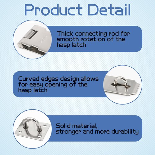 Tmyjfjingxi 3PCS 5Inch Door Lock Hasp Latch Stainless Steel Safety Padlock Latches Hardware Extra Thick Hasp Lock Latch with Screws for Doors, Cabinets, Closets,.etc