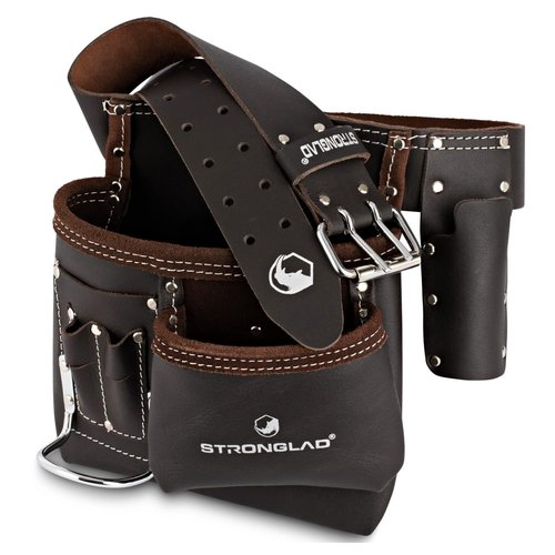 STRONGLAD Tool Belt for Carpenters & Electricians - Heavy-Duty 6 Pocket Oil-Tanned Leather Tool Belts for Men - Electrical Tool Pouch TBL1