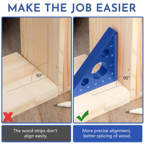 1 Piece of Woodworking Triangle Ruler 90/45 Degree Measuring Block Tool DIY Auxiliary Tool/Measuring Tools, Woodworking Workshop Workbench Oblique Cutting Saw