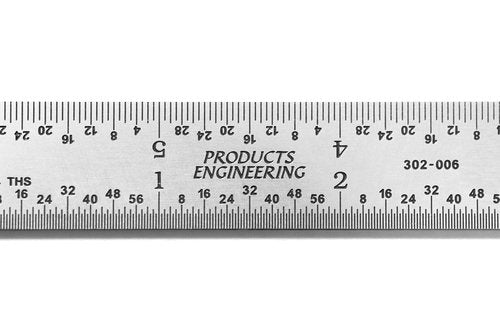 PEC Tools Rigid 6-Inch Ruler, High-Carbon Steel, Satin Chrome-Plated, Measuring Accuracy 1/32“, 1/64”, 1/10“ and 1/50” Scales (3R), Suitable for Mechanics and Metalworkers, Made in USA