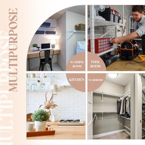 Innconee 24 Pcs 12 Inch Support Brackets Kit Include 6 Brackets 12 Wire Shelf Clips 6 Shelf End Bracket with Anchors and Pins Suitability for Closet Installation Shelving Support Wardrobe Kitchen