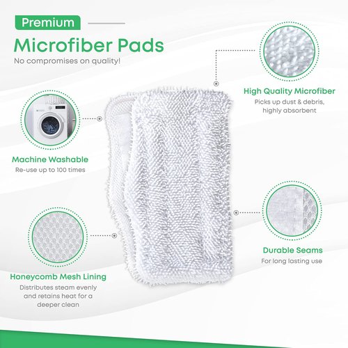 Turbo Microfiber 4-Pack Mop Pads for Shark Steam Mop SK Series & S Series - Shark Steam Replacement Pads