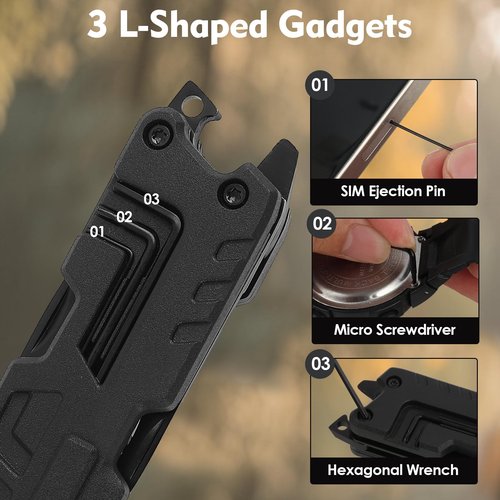 tkophou Multitool Knife, 17 in 1 Multi Tool Pocket Knife for Camping, Survival, Outdoor, Hunting, Men Birthday Gifts for Husband Father Son