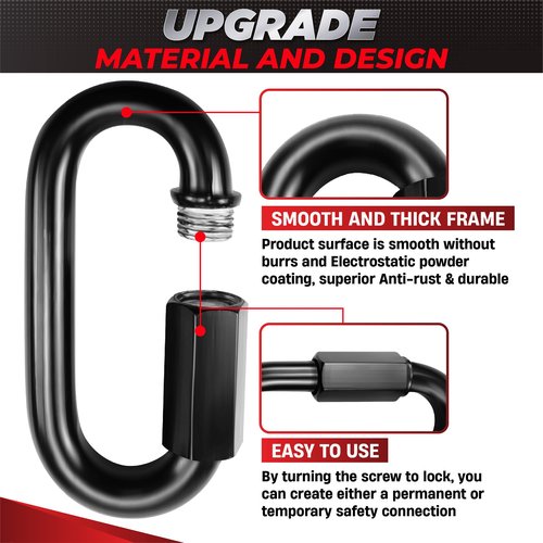 PAMAZY 2PCS 4.2” Heavy Duty Chain Quick Links, 2500 LBS Weight Capacity, Durable, Anti-Rust, High Strength Chain Connector, Carabiner for Big Chain Connecting, Hammock Hanging, Hiking, Camping