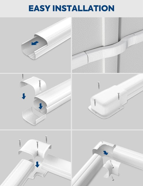 Nouscan 3" 13Ft Mini Split Line Set Cover with Flexible Duct, Upgrade PP Decorative Minisplit Lineset Cover Kit, Paintable for Mini Split, Air Conditioner, Central AC, HVAC and Heat Pumps, White