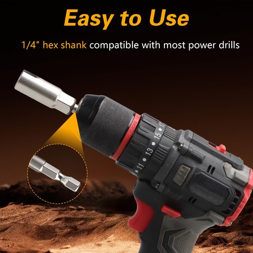 RUHUALIFE 3PCS Power Wing Nut Driver Set, 1/4" Hex Shank Slot Wing Nuts Bolt Driver Hook Drill Bit Socket Wrenches Tools for Panel Nuts Screws Eye C Hook Bolt Q-Hanger, 10mm 12mm 16mm