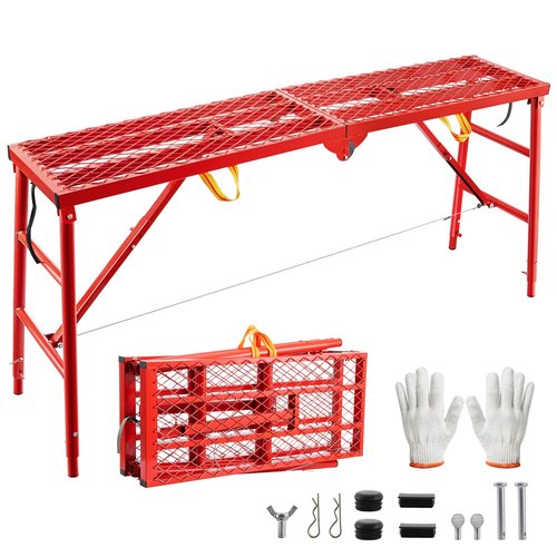 SmarketBuy Folding Scaffolding Platform 70.9"x15.2"x53", 800 Lbs Capacity, 5-Level Height Adjustable Work Platform with Anti-Slip Surface, Portable Scaffolding Ladder for RV, Painting, Construction