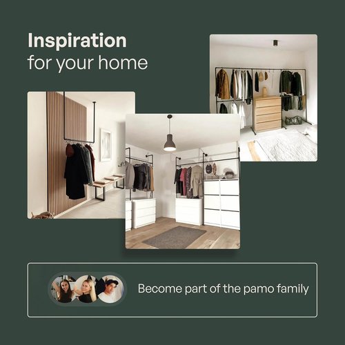 pamo Freestanding Clothes Rack – 170 lbs Load Capacity – Open Closet or Industrial Garment Rack for Bedroom or Walk-In Closet – Gold Metal Pipe Design