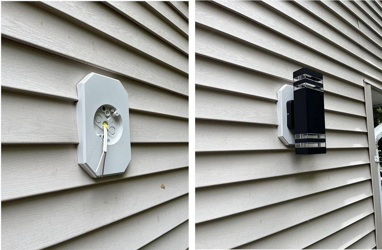 iMBAPrice IMBA-8141DBL UL Listed White Vinyl Siding Lamp Mounting Kit with Built-in Electrical Box for 1/2 Inch Outdoor Double 4" Siding, 1-Pack