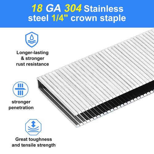 SimCos 18 Gauge 1/4" Narrow Crown 304 Stainless Steel Staples 1 Inch 960 Counts for 18 GA Pneumatic or Electric Stapler or Staple Gun