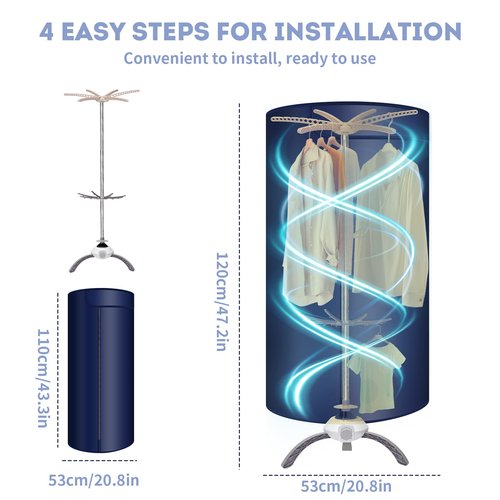 Portable Clothes Dryer - Upgraded Large Capacity for Families, Apartments,Travel and RV, Mini 900W Fast-Drying Machine for Clothing and Shoes Quick And Easy to Use Foldable Compact Dryer