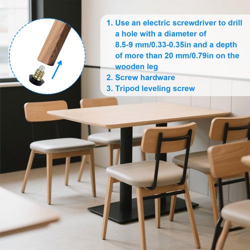 BOXOB 16pcs 1/4-20" UNC Thread Adjustable Furniture Levelers, Threaded Anti-Slip Chair Leg Extender Plastic Iron Table Leveling Feet with 16pcs Screw-On Nuts for Tables Chairs Wooden Furniture