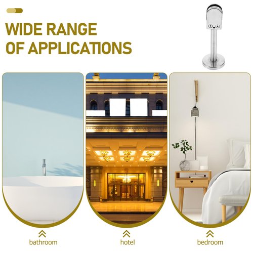 POPETPOP Glass Clamp with Rod Durable Support Bracket for Glass Partitions Screens and Handrails Clip with Rod for Reliable Stability and Safety