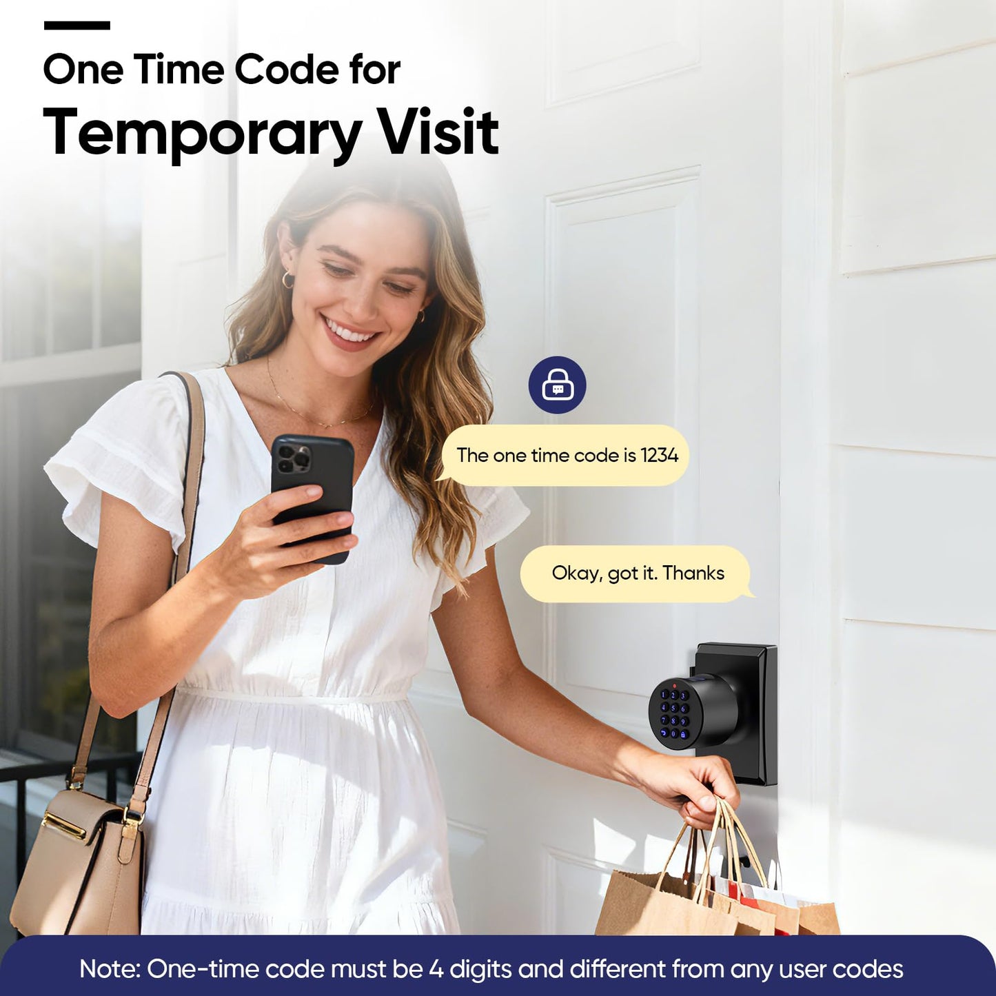 HIDALIFE Keyless Entry Door Lock with Knob, Fingerprint Keypad Digtal Lock, Biometric Door Lock for Front Door, Easy Passage Mode, Matte Black
