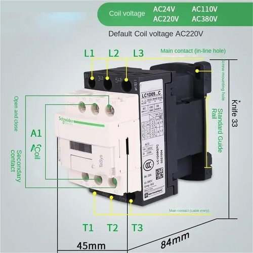 AC Contactor Schneider LC1D25 LC1D32 LC1D38 Cross Connection 25 Cross Connection 32 Cross Connection 38 B7C F7C M7C Q7C 24V 110V 220V 380V(LC1D25B7C 25A AC24V)