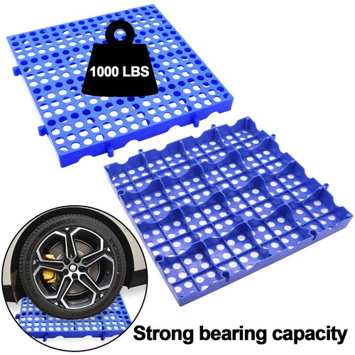 RUENXG 3-Pack Heavy Duty Plastic Pallets 11.8"x11.8"x1.8" Waterproof Ventilated Grid Design – Stackable Nestable Floor Pallets for Basement, Garage & Warehouse Storage