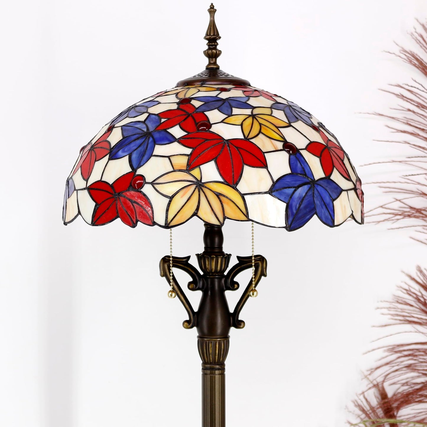 TCODTPOL Tiffany Floor Lamp Base Only, for 16-24 Inch Stained Glass Lampshade Height 71 Inch Bronze Finished Resin Base Antique Standing Lighting Base Replacement Only Wide 11 Inch(B (W11H71 Inch))