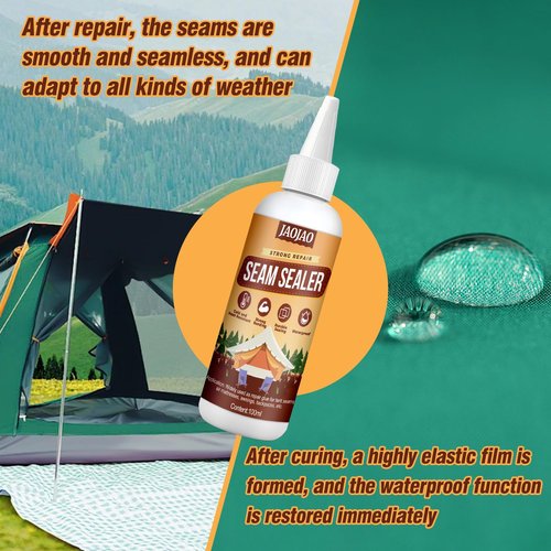 JAOJAO 100ml Tent Seam Sealer, Tent Waterproofing Fast Cure Sealant Tents Repair Glue Repairs Rips Seals Seams Dries Quickly, Becomes Transparent After Drying for Tents Awnings Jackets Sleeping Pads