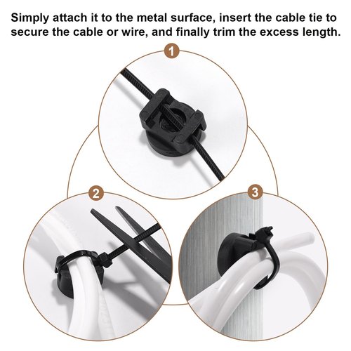 10pcs Magnetic Zip Tie Mounts, Cable Tie Holder Base with Strong Magnet Multipurpose Wire Organizer for Home Office Car Boat Electrical Wiring Cable Management