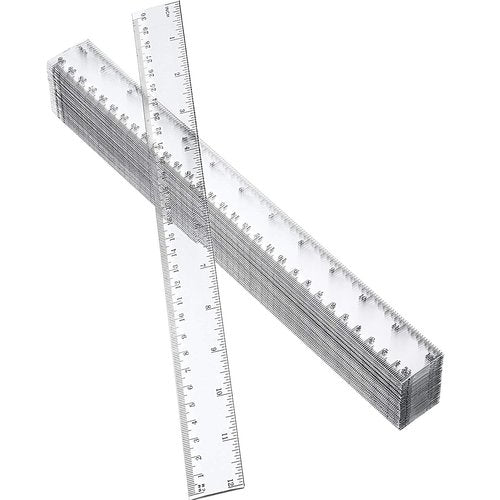 Eboot 50 Pack 12 Inch Rulers Bulk Clear Plastic Ruler Measuring Tool for Kids Student School Office