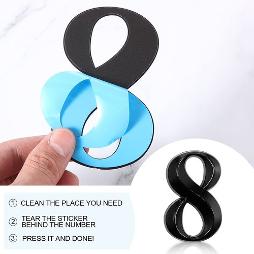 Jetec 10 Pcs House Numbers 3D Door Mailbox Numbers 0-9 Self Adhesive House Door Street Address Stickers for, Apartment, Office, Hotel Room, Mailbox Signs(4 x 2.5 Inches,Black)