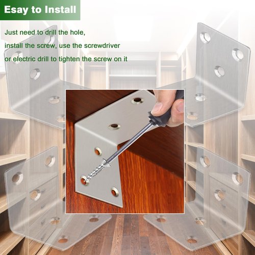 40PCS 1.5'' Metal Angle Brackets,304 Stainless Steel Heavy Duty Angle Bracket with Slot, 90° L Brackets for Wood, Corner Shelf Brackets for Furniture, Book Shelf(Silver,1.5X1.5X0.08IN)