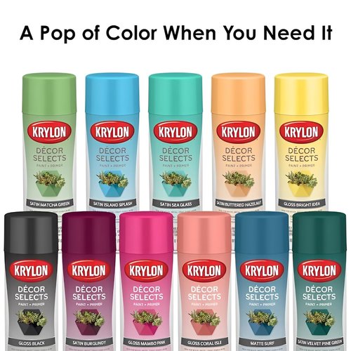 Krylon Décor Selects Spray Paint and Primer in One, Satin Oxford Blue, 6 oz.