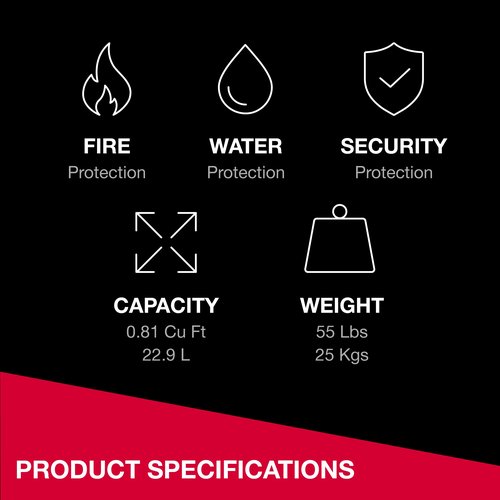 SentrySafe Fireproof and Waterproof Shelf Safe, Large Home or Office Safe with Dial Combination Lock and Override Key, 0.81 Cubic Feet, FPW082KSB