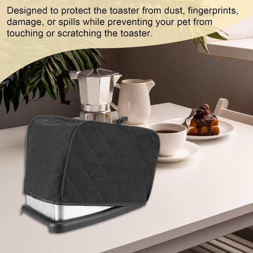 Black Toaster Cover 2 Slice, Two Slice Bread Machine Covers Quilted Toaster Covers Bread Maker Universal Size Kitchen Appliance Cover Polyester and Cotton Quilted, Dust and Fingerprint Protection