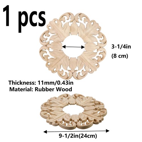 Semetall Ceiling Medallion,9-1/2"OD x3 1/4"ID Carved Wood Ceiling Medallion,Rubber Wood