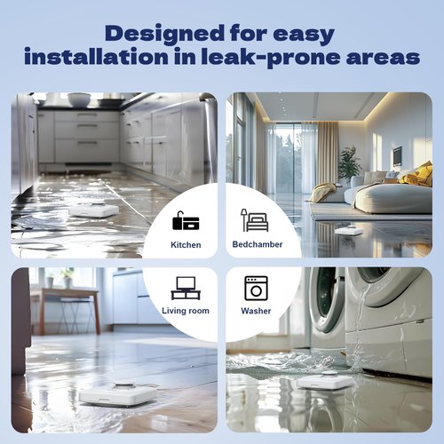 WiFi Water Leak Detector, Hub & Water Leak Sensor 3 Pack, Wireless Siren Alarm & Email & APP Push Notification, Floating Remote Water Leakage Sensors for Basement, Kitchen， Sink, Bathroom, Laundry