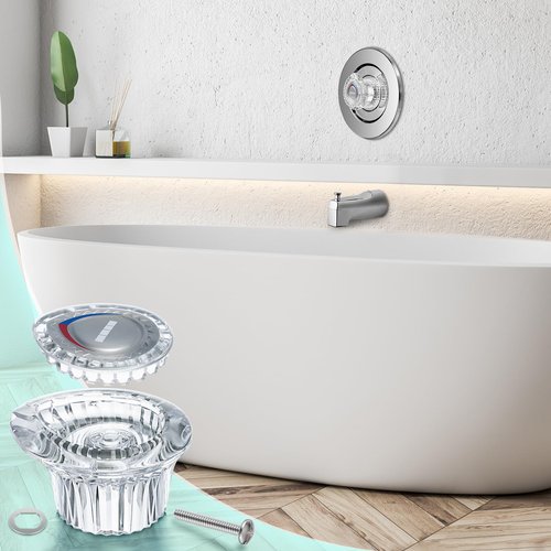 Enhon 2 Pack Shower Knob Handle Kit Compatible with Moen 96797 Chateau Collection, Replacement Faucet Handle Kit for Bathroom Tub and Shower, Include Screws, Chrome Knob Insert