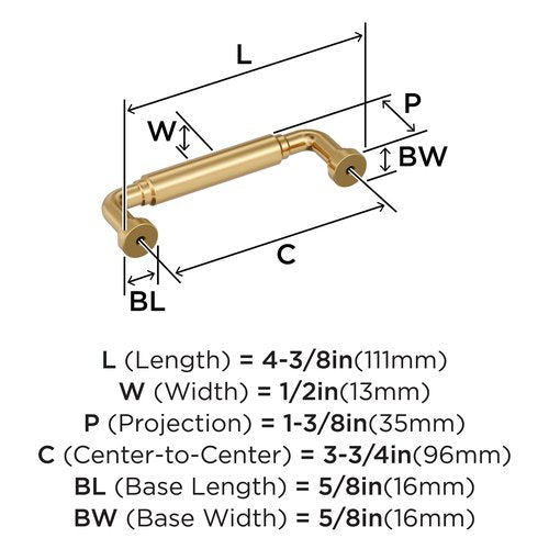 Amerock Coble 3-3/4 inch (96mm) Center-to-Center Champagne Bronze Cabinet Pull, BP37662CZ