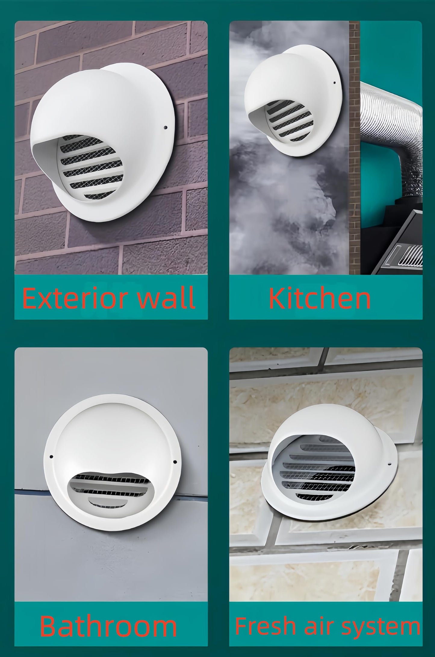 4" Vent Round Cover, Stainless Steel Wall Round Vent Hole Ventilating Cover, Air Ventilation and Exhaust Wall Vent Outlet Hood, HVAC Ducting Vent Cover (White 1Pcs)