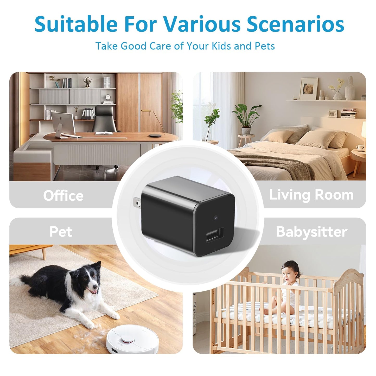 Hidden Camera 1080P WiFi Spy Camera - Spy Cam with Night Vision & Motion Detection, Wireless Indoor Security Camera for Pet/Baby/Nanny, USB Charger, App Live Feed, Smallest Smart for Home Monitoring