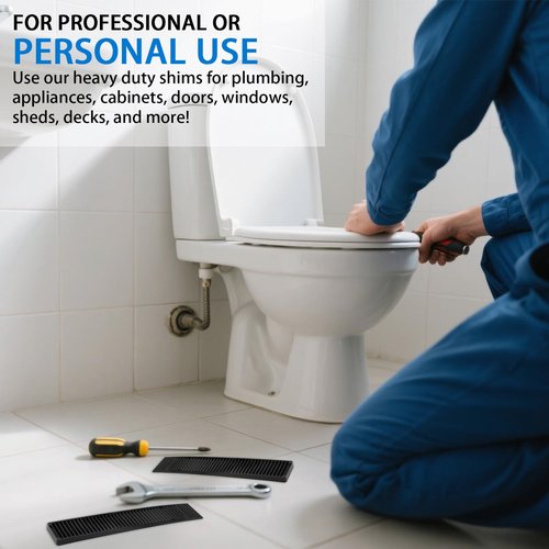 HNMZDS Composite Shims 8" Plastic Wedges (8 Pack) - Extreme Load Support Leveling Shims for Furniture, Door,Toilet,Table - Never Rot Shims with Anti-Slip Design 1/4" Height(Black)