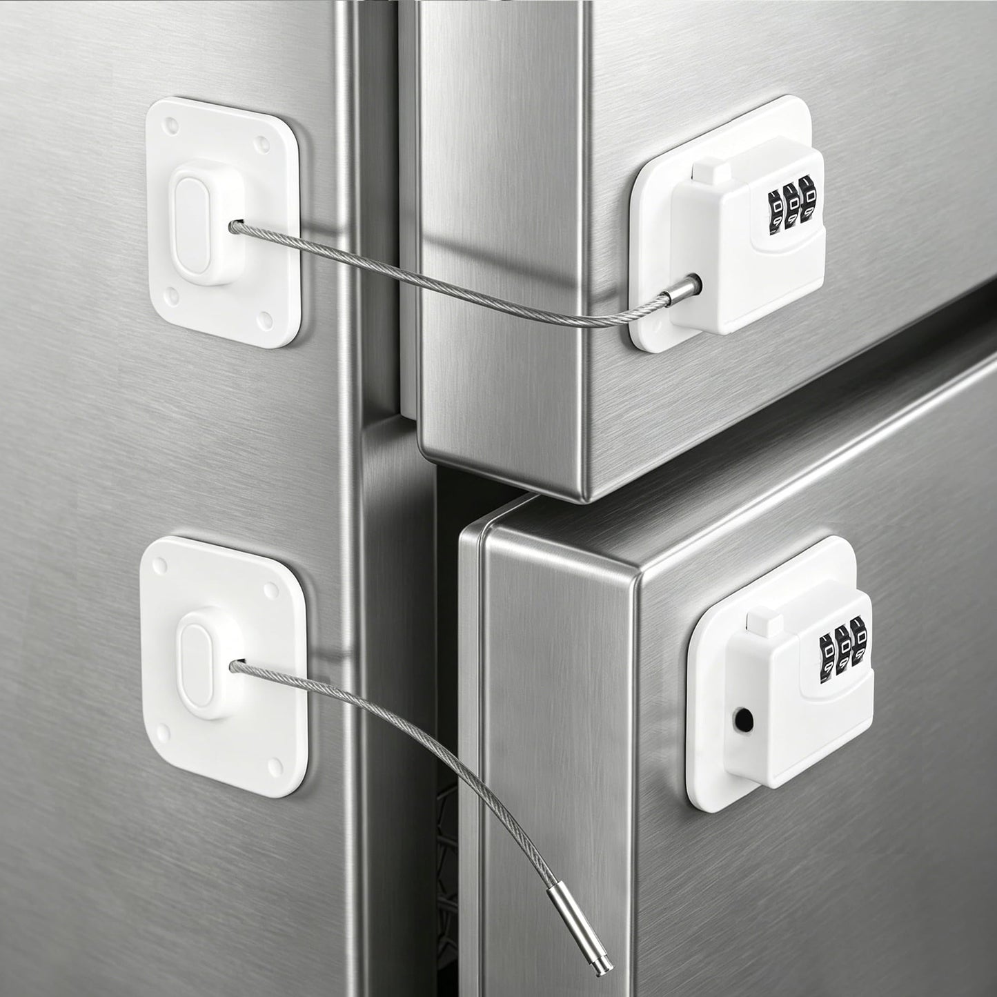 Refrigerator Lock,Fridge Locks for Kids,Freezer Lock with Combination for Refrigerators,Drawers,Cabinets,Closets,Lockers and More,Safety Portable No Keys Needed & Easy to Install White 2-Pack