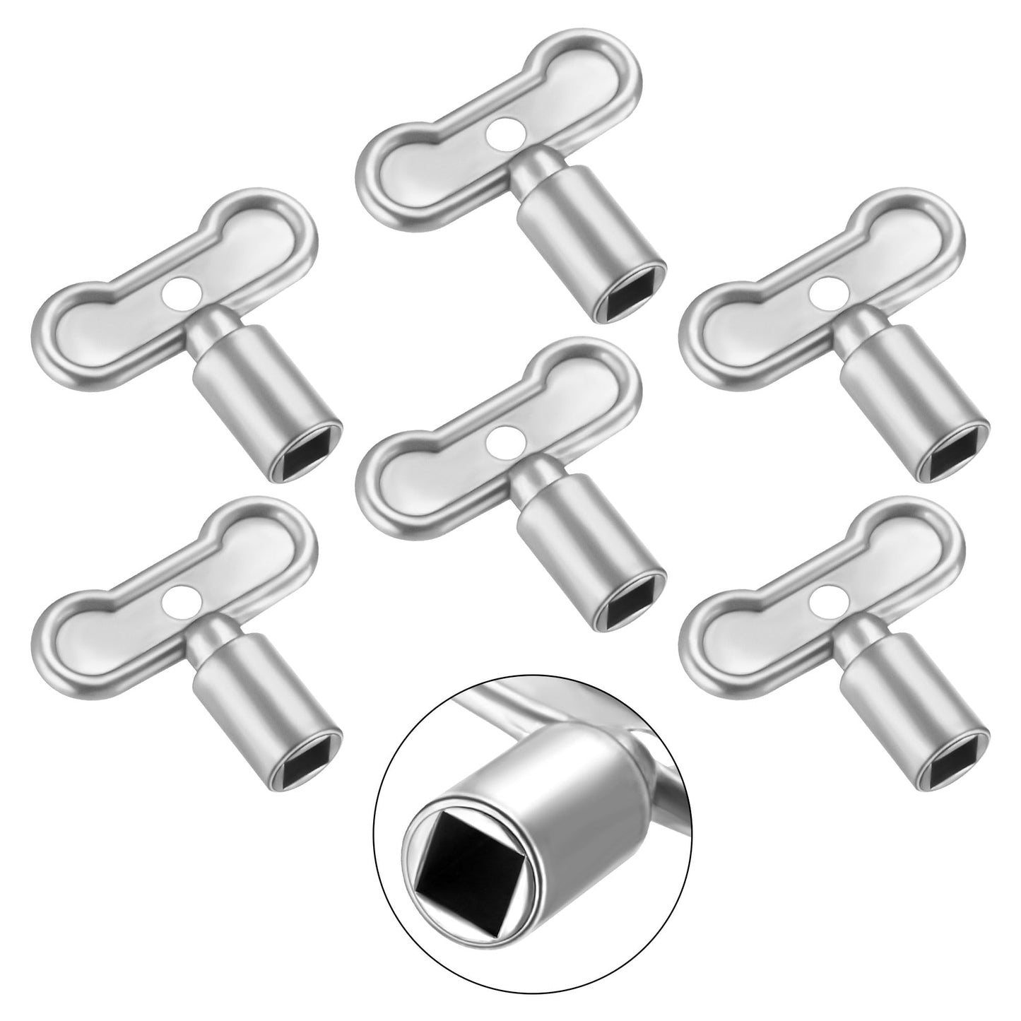 Enhon 6 Pack 5/16 in Sillcock Water Key Compatible with Danco 80132, Water Spigot Key, Square Stem Outdoor Faucet Handle Fits 8x8mm Square Broach Shut Off Valve (Silver)