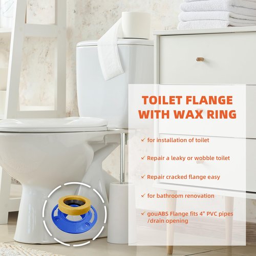 Toilet Flange with Wax Ring for Toilets Replacement Kit, Toilet Flange Wax Seal Ring Repair Kits with Mounting Hardware for 3 inch or 4 inch Pipes, Fit Toilets Install or Leaking
