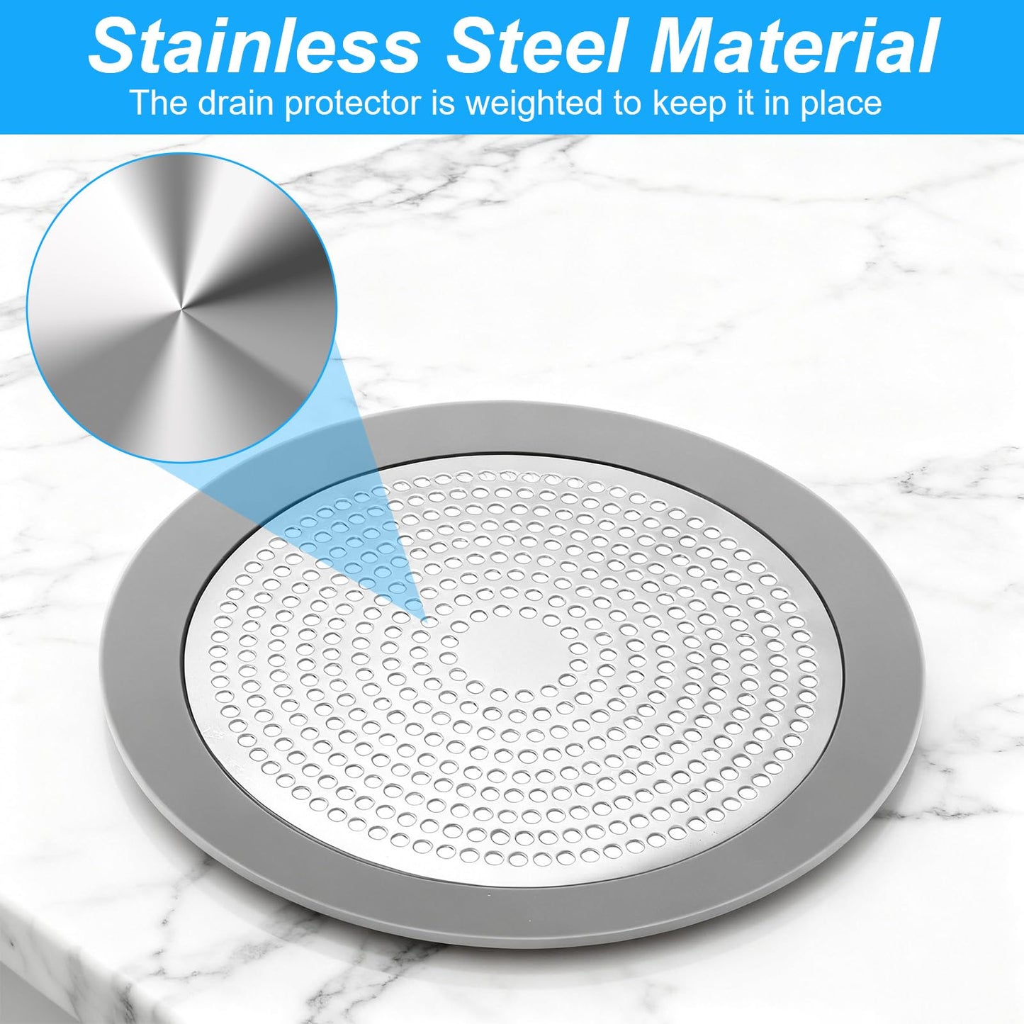 Flat Shower Drain Hair Catcher 5.7in Steel Shower Drain Cover Hair Catcher
