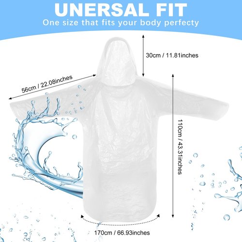 Handepo 150 Pack of Adult Rain Ponchos with Hood, Disposable Rain Ponchos, Plastic Emergency Raincoat Poncho for Adult Men Women, Traveling Camping Hiking Outdoors Activities