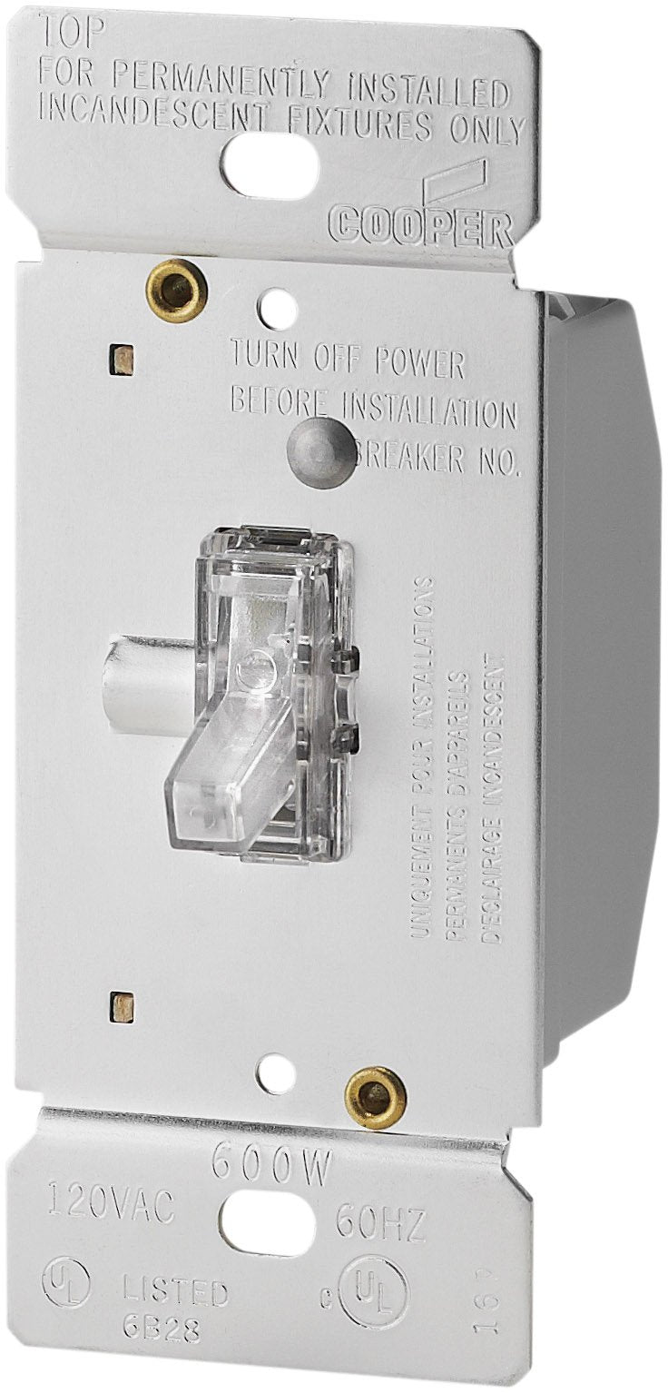 Eaton TI306L-K 600-Watt 120-Volt Single-Pole/3-way Lighted Incandescent/Halogen Toggle Dimmer with Non-Preset