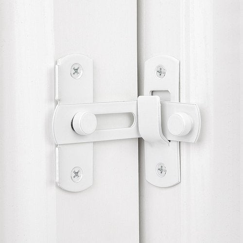 INIRET 2 Packs Flip Door Sliding Latches，White 90 Degree Stainless Steel Bar Gate Latches Safety Door Lock,Sliding Door Antique Lock Gate Latches Wine Cabinet Carbon Steel Closet Door Latches