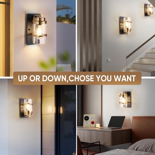 ZQLWLXYZD Black Gold Wall Sconces,Bathroom Vanity Light Fixtures,Rustic Farmhouse Wall Mount Lights,Single Light Gold(Bulbs not Included)