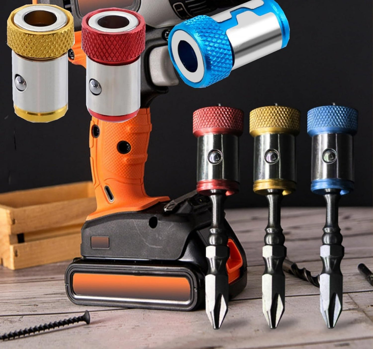 Upgrade Screwdriver Head Magnetic Ring, Universal Magnetizer Screw Removable for Hex Screwdriver and Power Bits, Magnetic Screw Ring Bit Magnetizer Ring Metal Magnetizer Screw (3, Mix)