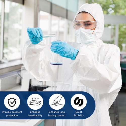 CAREGY 30 Pack Disposable Protective Coveralls, Heavy Duty Full Body Painters Suit for Men & Women with Elastic Wrists, Ankles and Hood, Available in 4 sizes-X-Large
